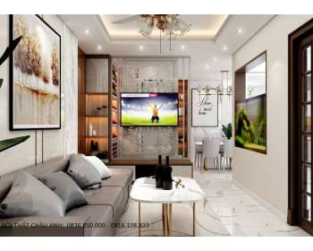 Thiết kế phòng khách trong không gian nhỏ ở căn hộ Anh Tiến Lý Nam Đế Hà Nội 